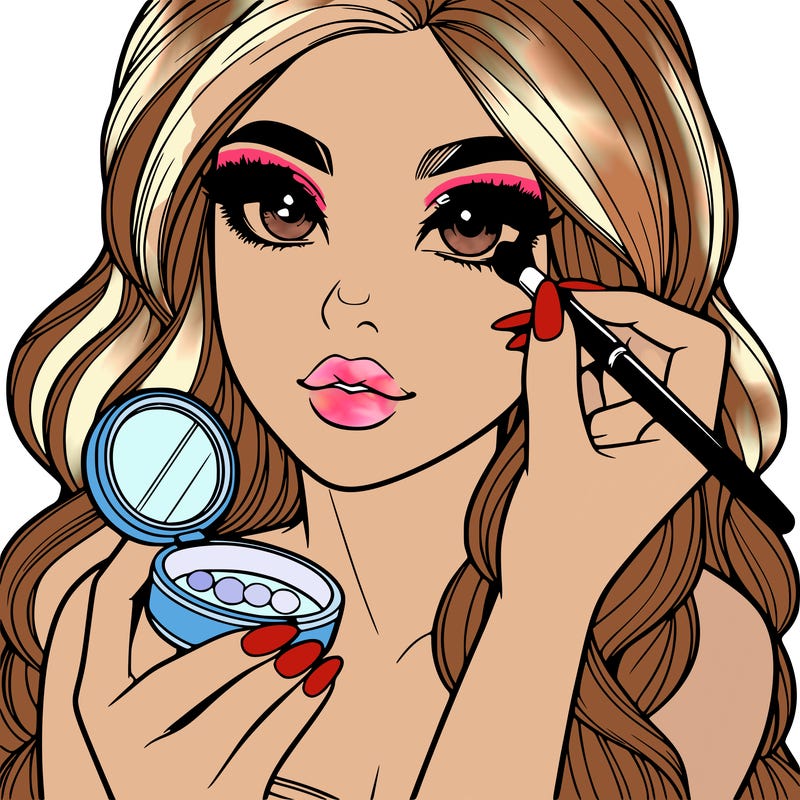 realistic girl doing makeup