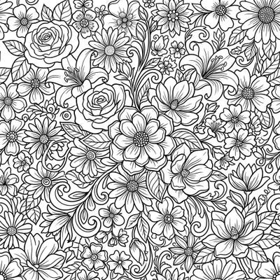 Immerse yourself in the captivating world of nature with this exquisite floral line art coloring page. Its intricate patterns of blossoms and leaves offer a delightful challenge for artists of all levels seeking relaxation and creative expression.