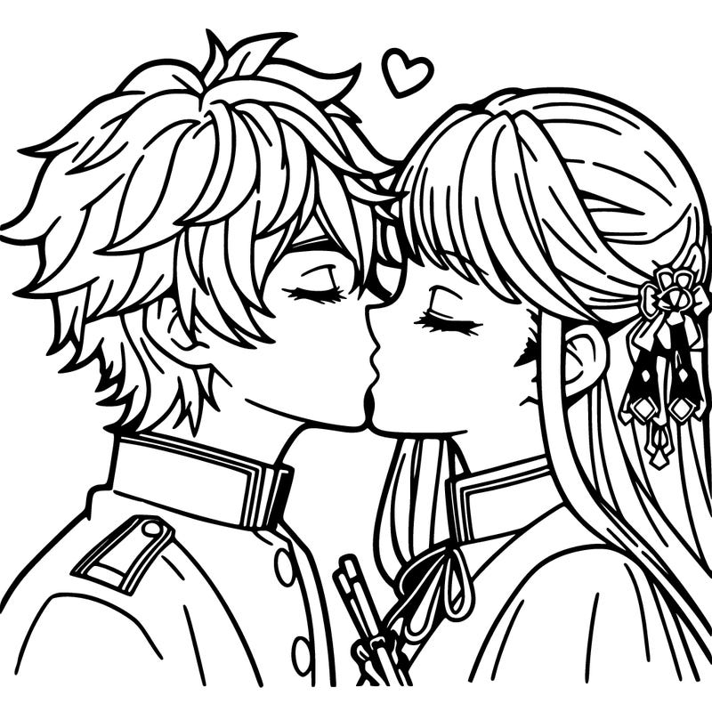 anime boy and girl kissing