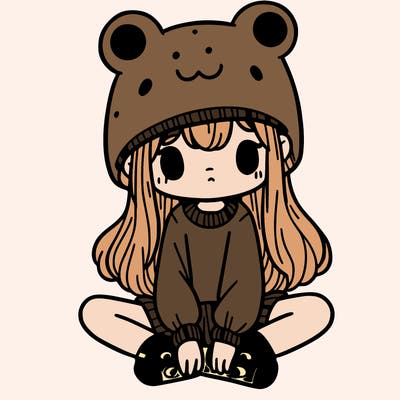 a girl wearing a frog hat and some frog socks