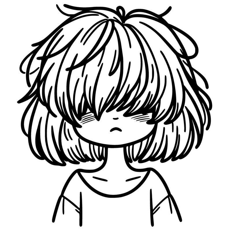 girl with short messy hair covering her eyes