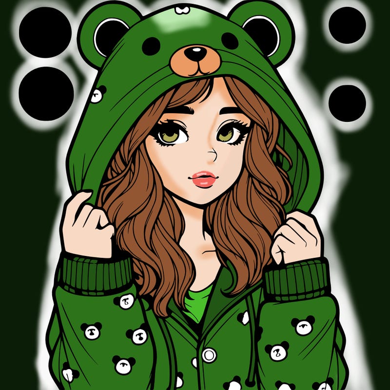 realistic girl in a animal pjs hoodie