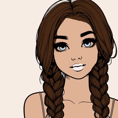 realistic girl with braids