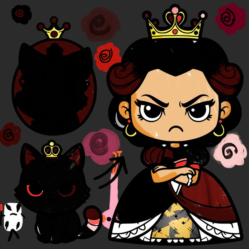 a angry queen with a cat
