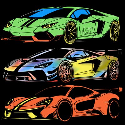 lamborghini and srt hellcat and mclaren