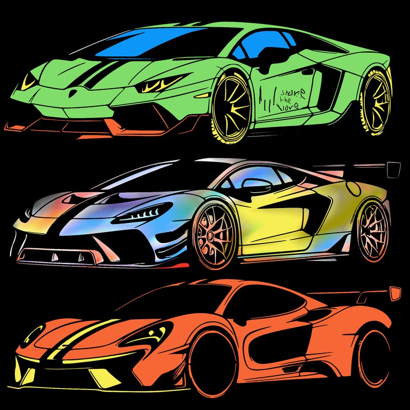 lamborghini and srt hellcat and mclaren