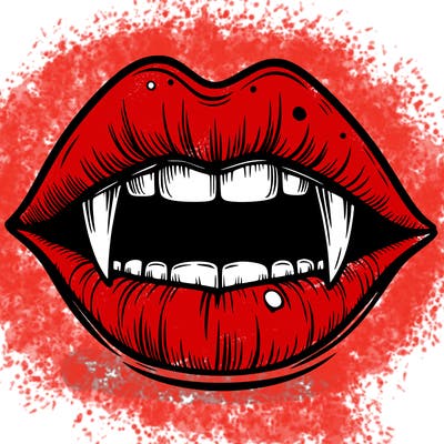 lips with vampire teeth