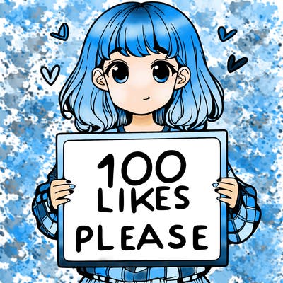 a girl holding a sign saying 100 likes please