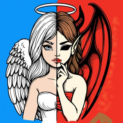 realistic angel half demon