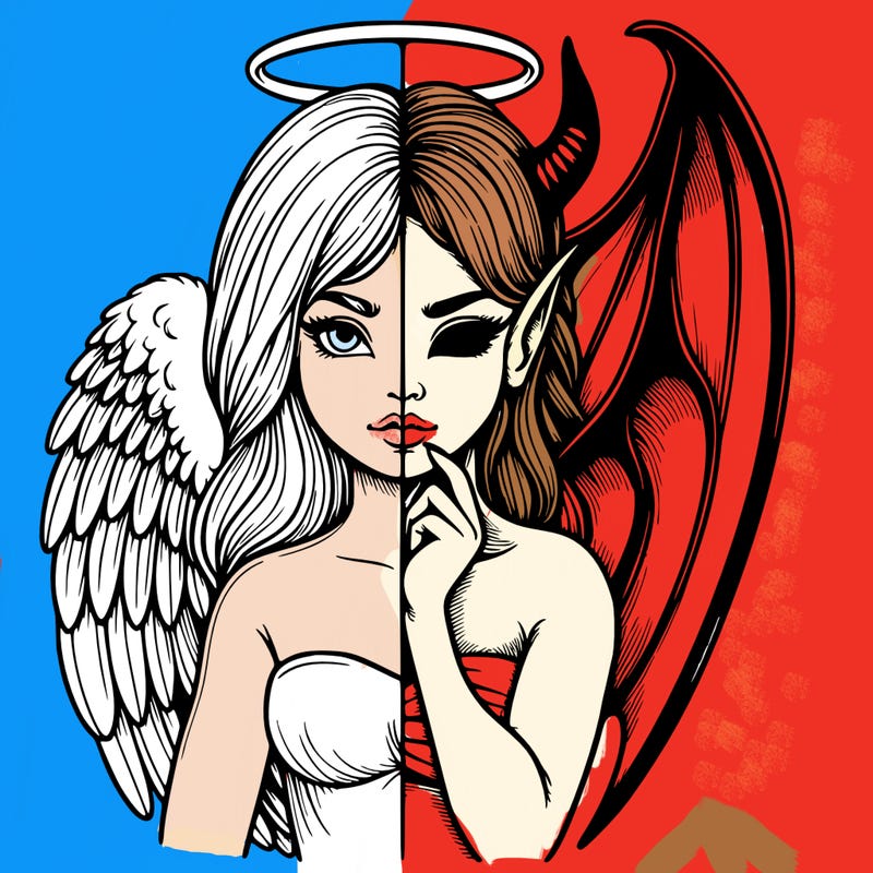 realistic angel half demon