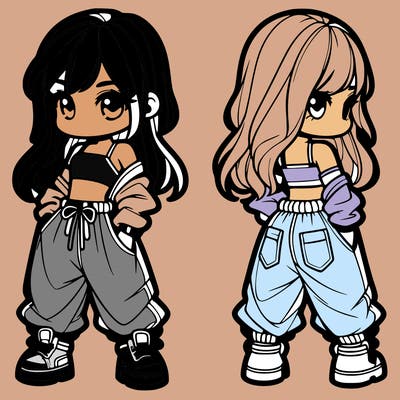 girl in crop top and baggy pants