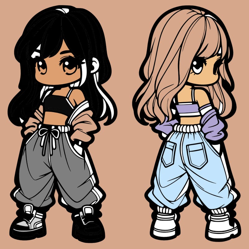 girl in crop top and baggy pants