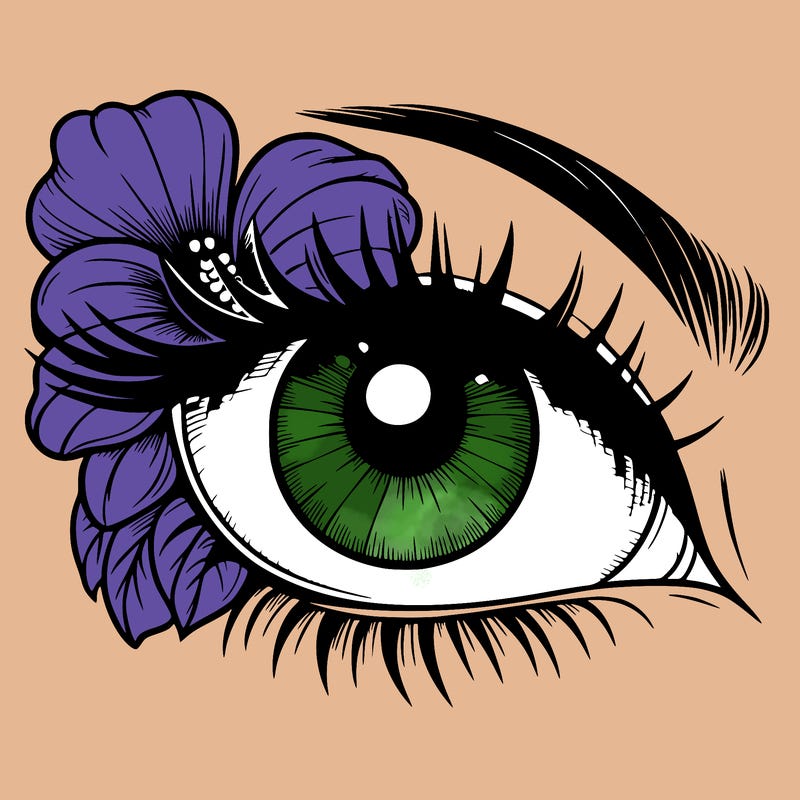 realistic eye with flower