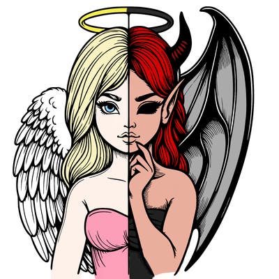 realistic angel half demon