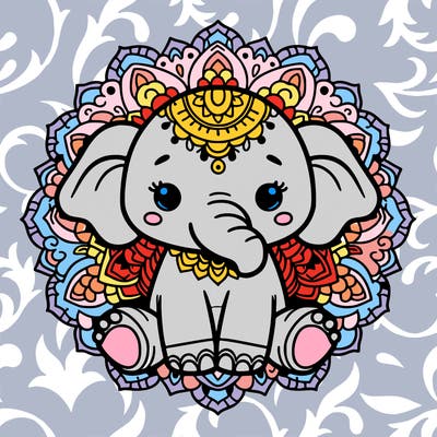 cute baby elephant animal mandala