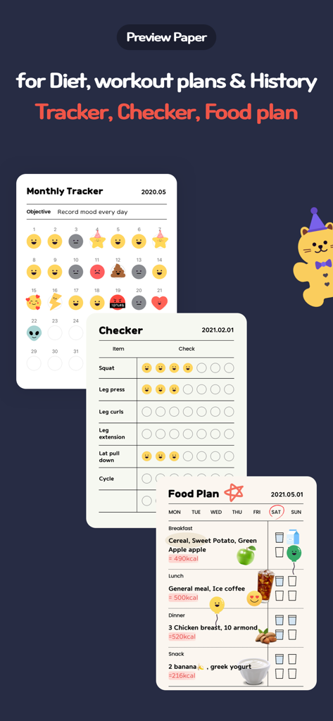 Memong - Aesthetic digital planner templates for mood tracking workout checklists and food logs in Memong app
