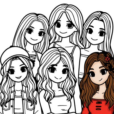 a group of five girls friends