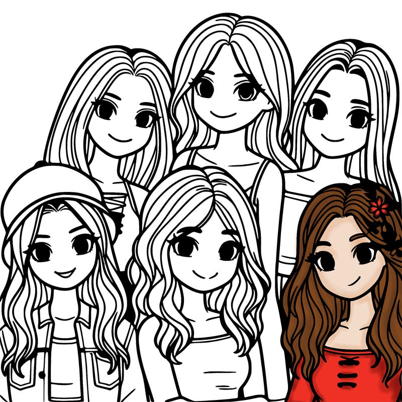 a group of five girls friends