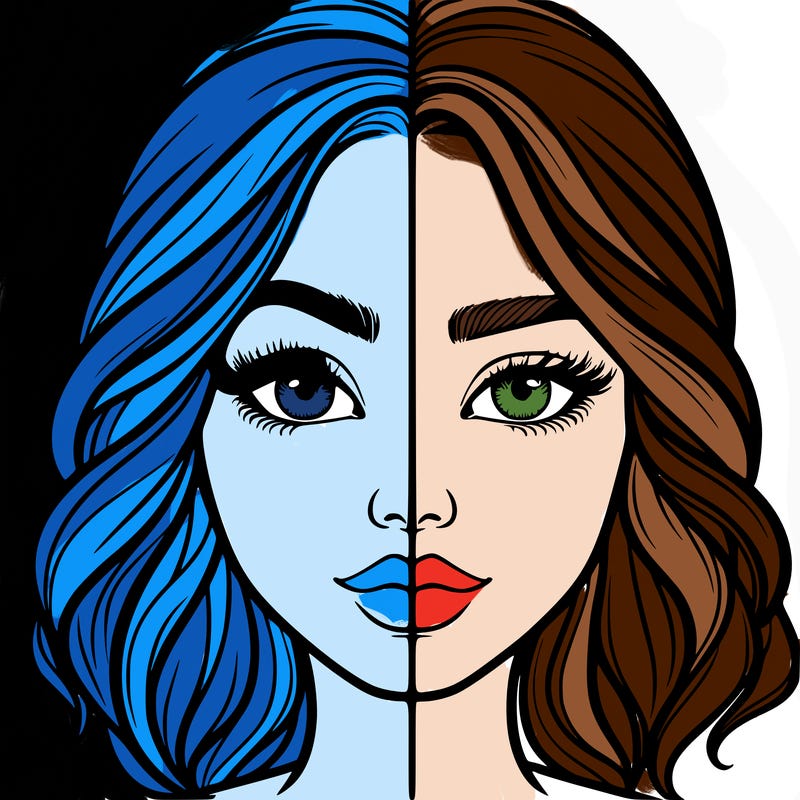 realistic girl split half