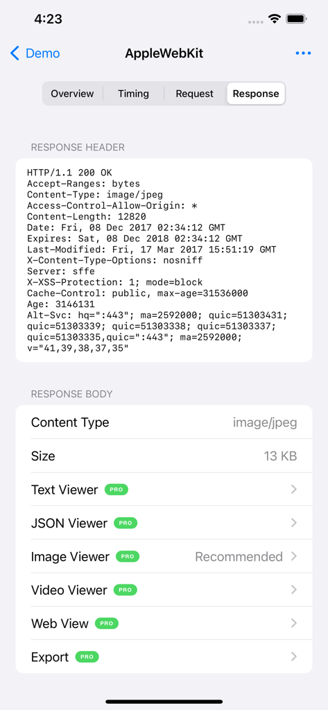 Surge 5 - Surge 5 네트워크 응답 헤더 및 본문 검사 인터페이스입니다.