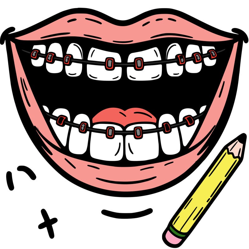 smiling mouth with teeth showing and braces