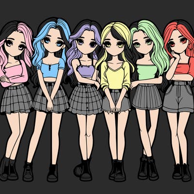 a group of girls realistic