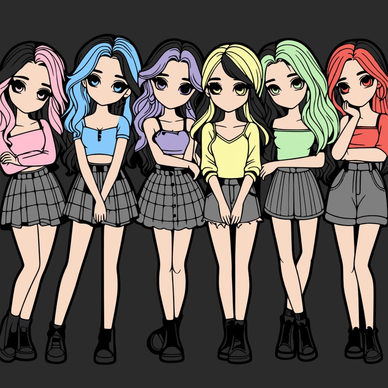 a group of girls realistic