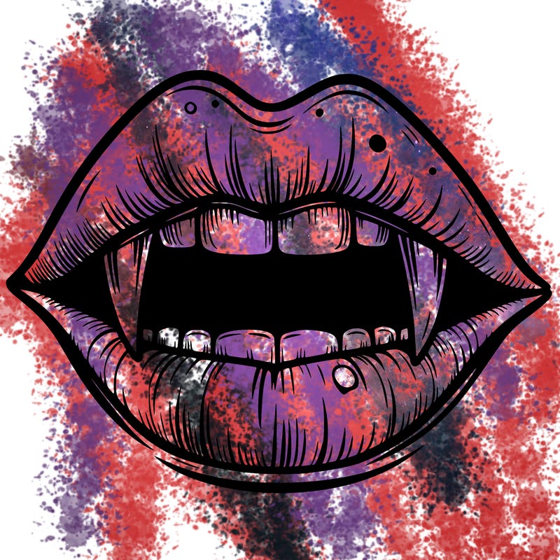 lips with vampire teeth