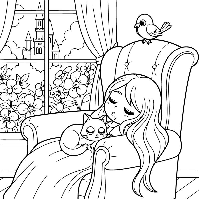 beautiful princess falling asleep in her chair