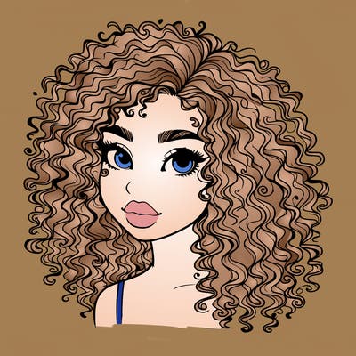 girl with curly hair realistic