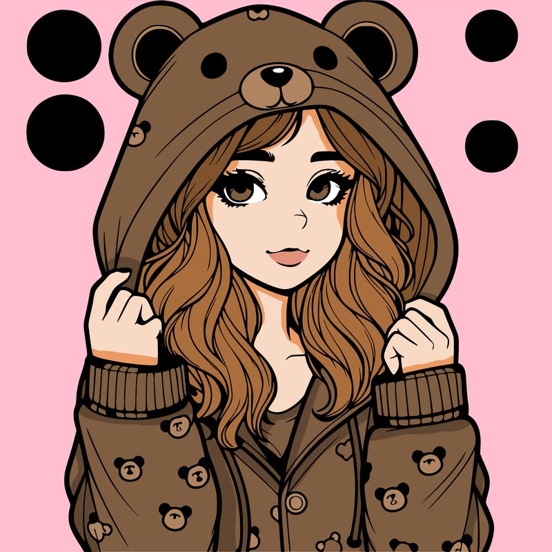 realistic girl in a animal pjs hoodie