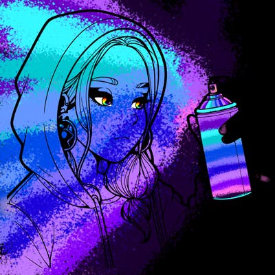 a realistic girl, spray painting