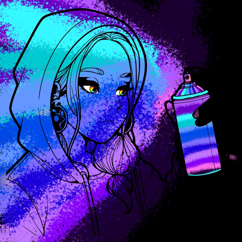 a realistic girl, spray painting