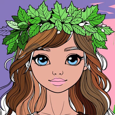 realistic girl with fall leaf crown