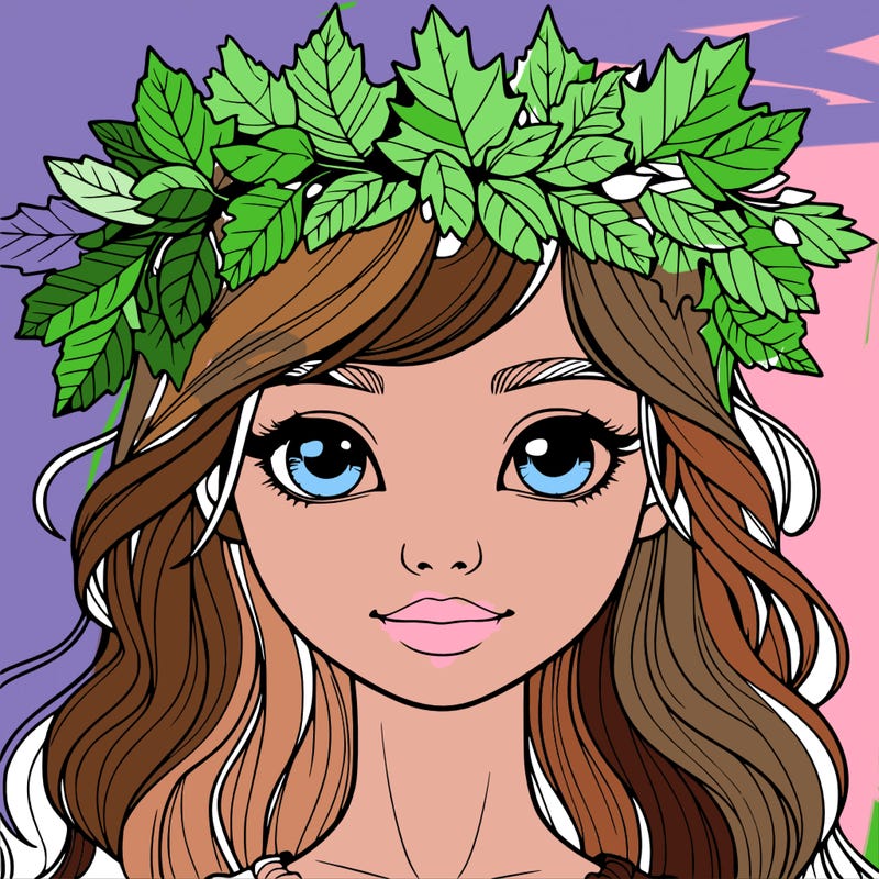 realistic girl with fall leaf crown