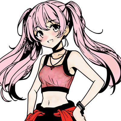 anime girl wearing crop top