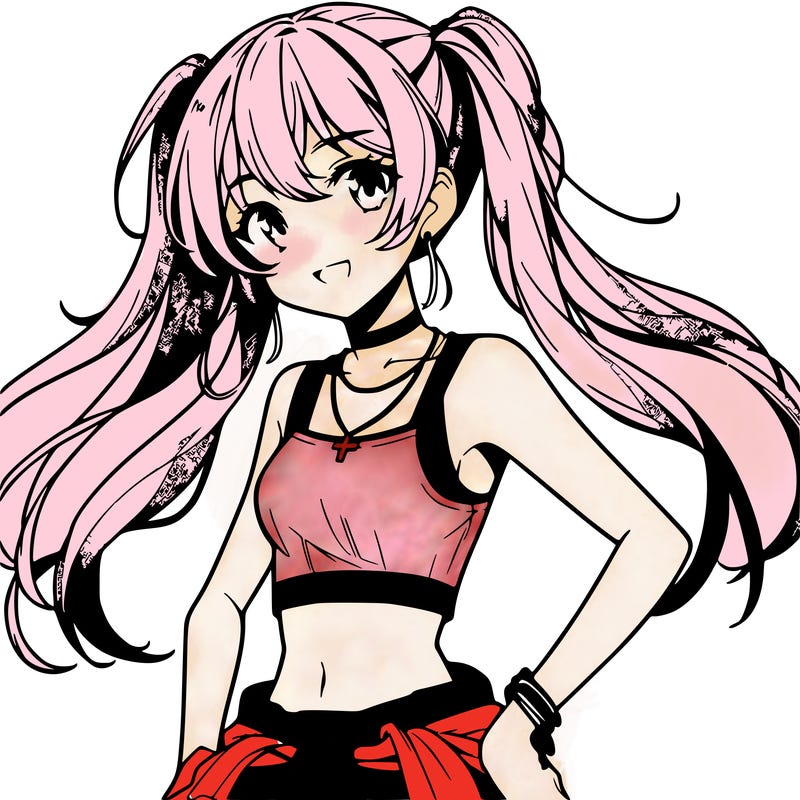 anime girl wearing crop top