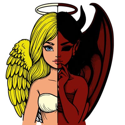 realistic angel half demon