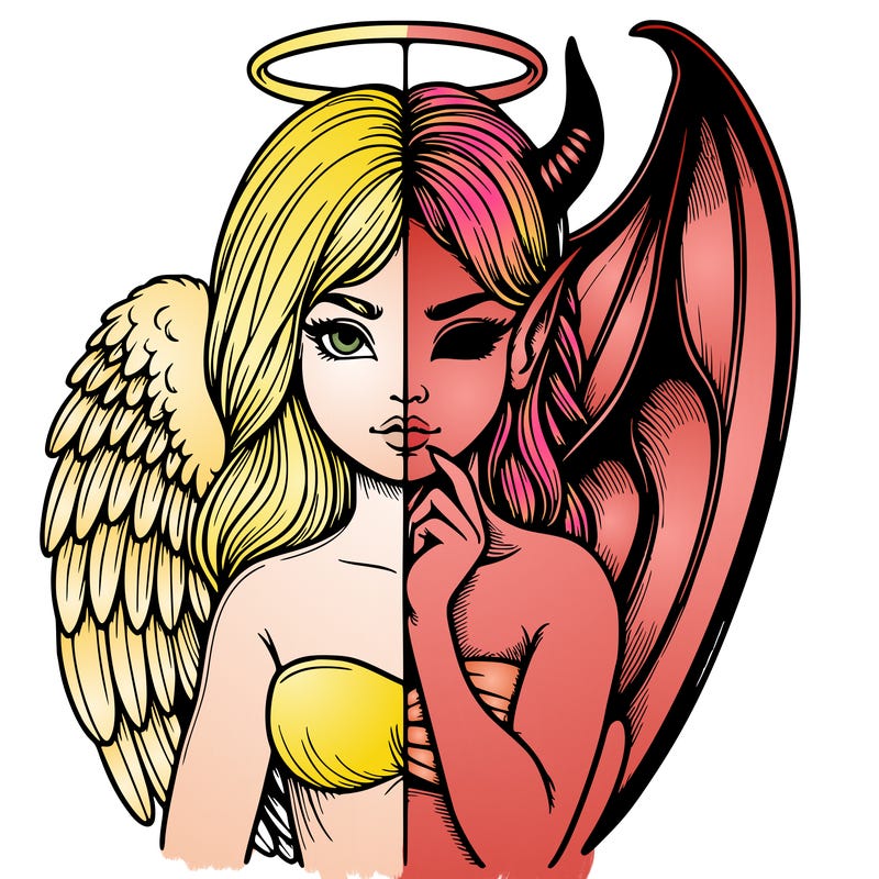 realistic angel half demon