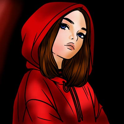 a realistic girl in a hoodie