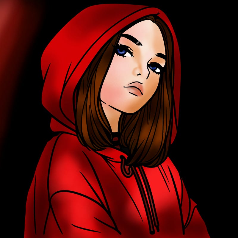 a realistic girl in a hoodie