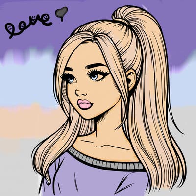 realistic girl with a high ponytail