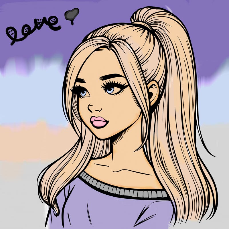 realistic girl with a high ponytail