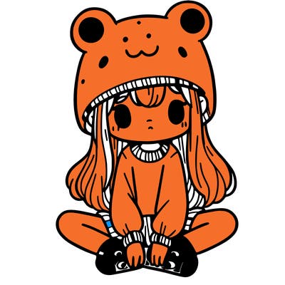 a girl wearing a frog hat and some frog socks