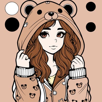 realistic girl in a animal pjs hoodie