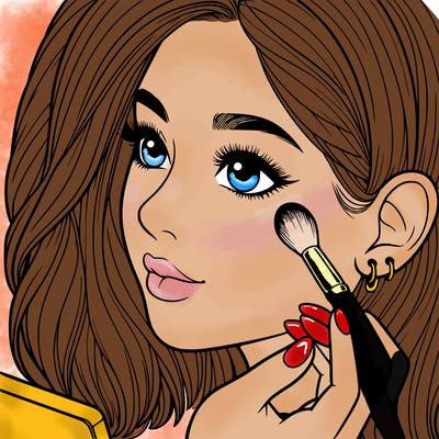 a realistic girl doing her makeup