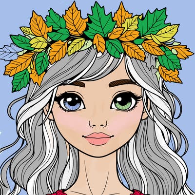 realistic girl with fall leaf crown