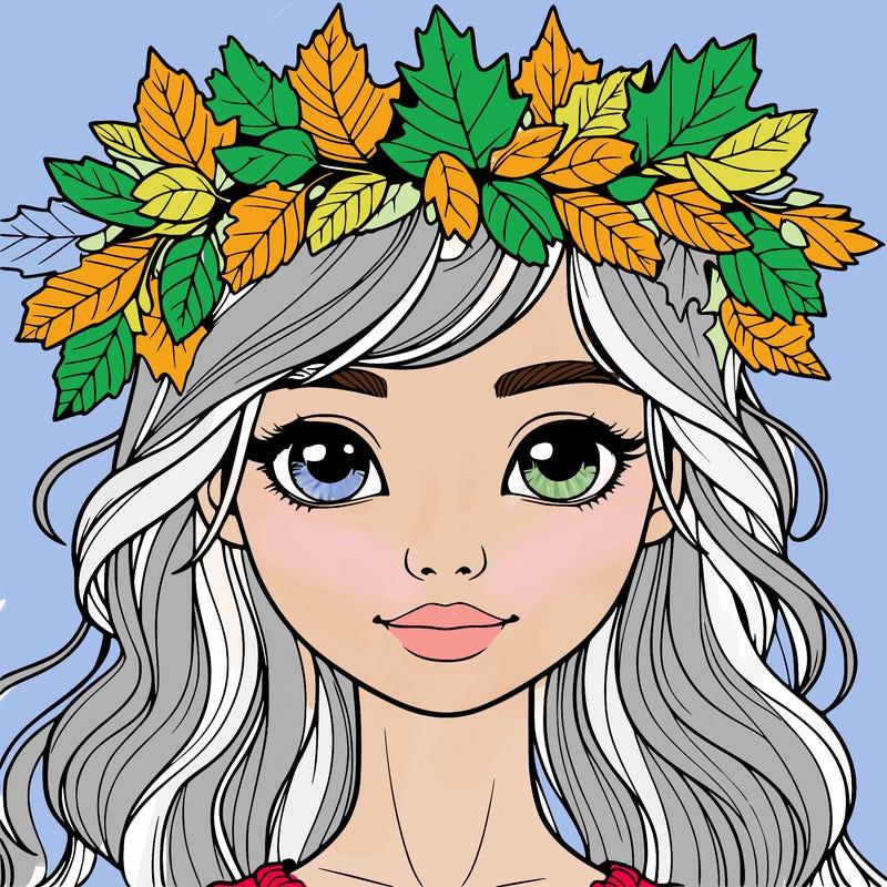 realistic girl with fall leaf crown