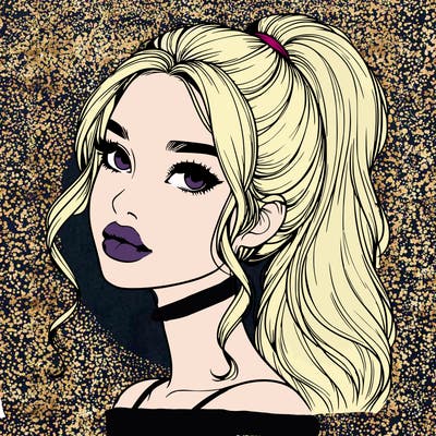 realistic girl with a ponytail on her hair and lips