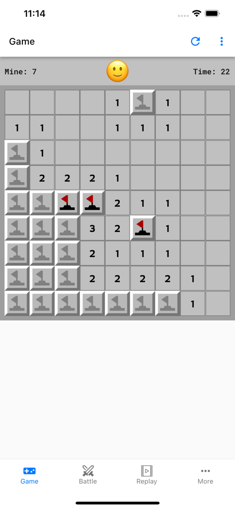 Minesweeper (With Multiplayer) - Classica griglia di gioco di Prato Fiorito con bandierine e numeri su uno schermo mobile.